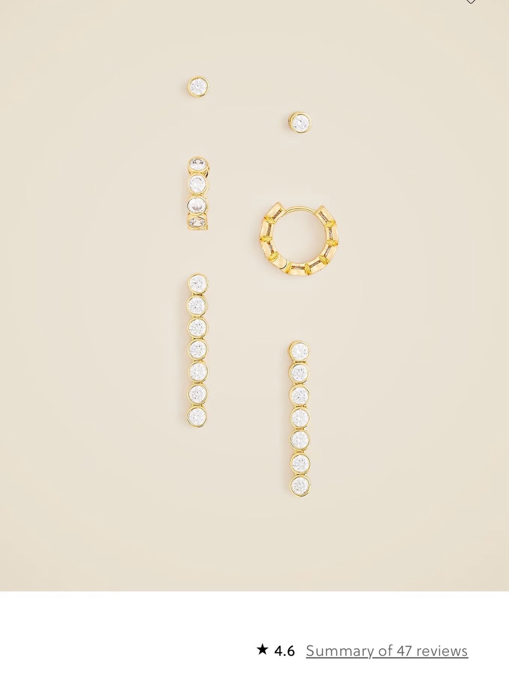 J.CREW DAINTY CUBIC ZIRCONIA EARRINGS SET-OF-THREE